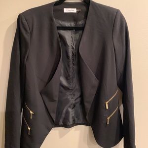 Calvin Klein drape blazer with gold zipper detail